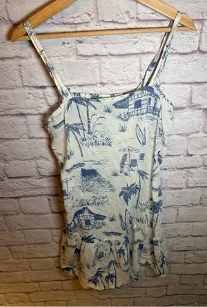 True Destinations Resort Wear Printed Beach Scene Mini Dress/Coverup size medium thumbnail 1
