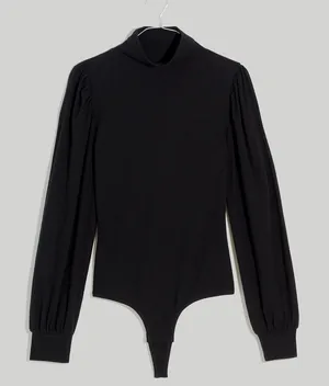 MADEWELL Ribbed Puff-Sleeve Turtleneck Bodysuit size large women’s new thumbnail 1