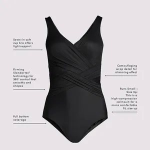 Lands End Black SlenderSuit Wrap One Piece Soft Cup‎ Swimsuit Size 6 thumbnail 5