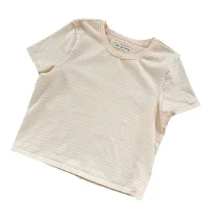 Free People We The Free Baby Tee T Shirt Striped Peach Mint Size S Boxy 100%‎ Cotton Staple thumbnail 5