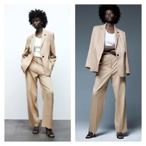 NEW ZARA Striped Oversized Menswear Inspired Blazer Women's‎ Size S Old Money thumbnail 2