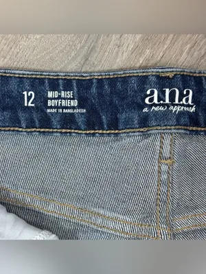 ANA A New Approach Mid Rise Boyfriend Jeans Blue Size 12 Crop Mom Relaxed thumbnail 6