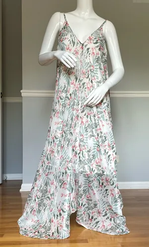 Women’s Chiffon Floral Maxi Dress Size 46 Boho Flowy Sleeveless Summer Dress thumbnail 1