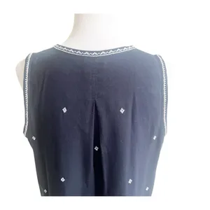 Madewell Suncoast Embroidered Shift Dress Women's Sz 12 Sleeveless Black Tassel thumbnail 8