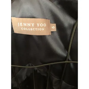 Jenny Yoo 6 Navy Blue Crinkle empire waist one shoulder Knee Length Prom‎ dress thumbnail 4