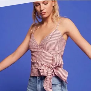 NWOT Reformation Linen Wrap Top Small thumbnail 1