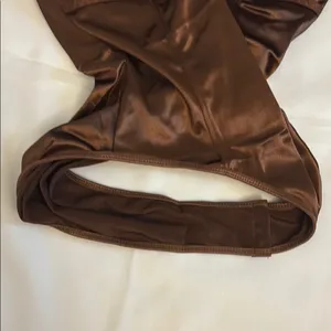 Under Wire Satin Bodysuit Brown Women Size Small NWOT thumbnail 4