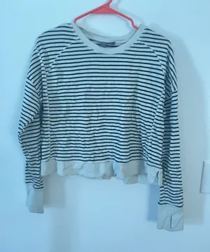Sweaty Betty Striped Crewneck Sweater thumbnail 1