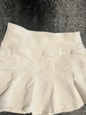 Womens small Aeropostale Pleated High-Waisted Corduroy Mini Skirt-cream thumbnail 4