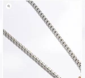 Multicolored Cylinder Charm Chain Necklace Silver thumbnail 3