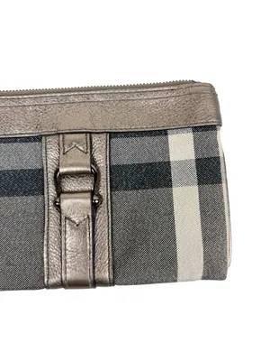 Y2K Burberry Gray Silver Plaid Wristlet Wallet Clutch thumbnail 3