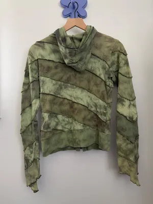 90s Y2K Grunge Full Zip Hoodie Green Forest Goblin Small/Medium Streetwear thumbnail 5