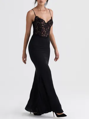 House of CB Cara Black Lace Corset Maxi Dress XL thumbnail 2