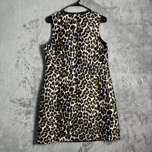J. Crew‎ A-Line Leopard Print Shift Mini Dress Size 6 Black Brown Sleeveless New thumbnail 2