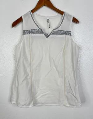 KUHL Womens White Organic Cotton Embroidered Sleeveless V-Neck Top Size M 8430 thumbnail 1