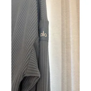 Alo Yoga Muse Hoodie‎ ribbed knit cropped In Blue Size Medium thumbnail 4