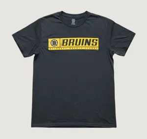 Boston Bruins NHL T-Shirt Charcoal Heather Grey Yellow Graphic Tee Medium thumbnail 1