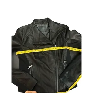 Women's S Andrew Marc New York Womens Black Leather Off Center Zip Jacket Coat p thumbnail 14