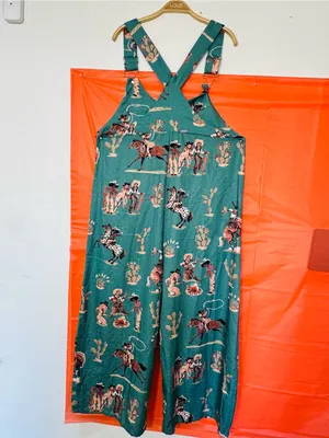 Teal Western Print Wide-Leg Jumpsuit thumbnail 8