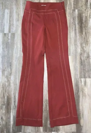NEW Anthropologie Essential Trouser Pant Red White thumbnail 2