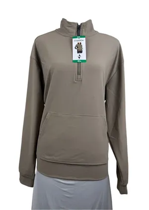 Skechers GO WALK Luxe Womens XL 1/4 Zip Pullover Ribbed Mock Neck Taupe NWT thumbnail 1