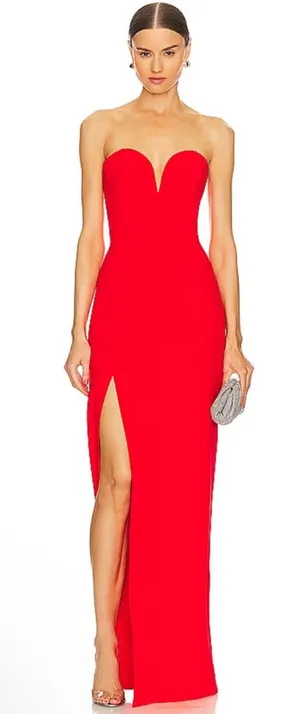 Amanda Uprichard x Revolve Cherri Strapless Maxi Gown In Crimson Red thumbnail 1