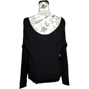 Universal Thread (XXL) Black Ribbed Long Sleeve Scoop Neck Top Soft Stretch thumbnail 3