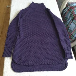 Mockneck Chunky Long Tunic Sweater Purple/Blue - Sz Medium thumbnail 1