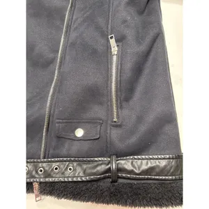 Max Edition Women's Faux Shearling Moto Oversized Biker coat in black. Size L thumbnail 9