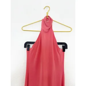Norma Kamali Halter Turtleneck Side Slit Maxi Dress Size XS Coral Jersey Stretch thumbnail 5