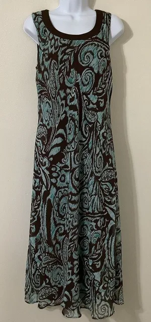 Studio I Brown Paisley Maxi Dress Size‎ 12 90s Forest Fairy Fairycore Feminine Bohemian thumbnail 1