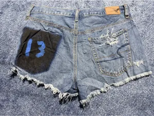 American Eagle Distressed High-Rise Festival Denim Shorts thumbnail 5