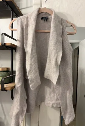 Saks 5th Avenue Light Gray Cashmere Sleeveless Open-Front Cardigan thumbnail 1