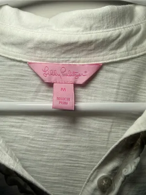 Lilly Pulitzer White Button-Placket Polo Top Women’s M thumbnail 4