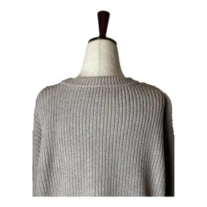 AllSaints Sweater Women XS Tan Crew Neck Cotton‎ Knit Aria Laced Short Jumper thumbnail 5