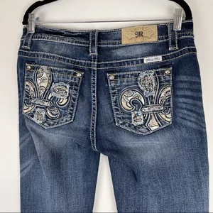 Miss Me Signature Bootcut Jeans Sz 30 Dark Wash Embellished Embroidered Y2K thumbnail 6