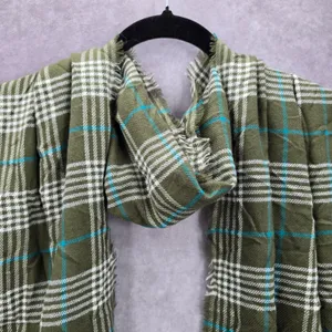 Cato Green Plaid Tartan Long Wrap‎ Hijab Fringe Dupatta Shawl Scarves Scarf thumbnail 3