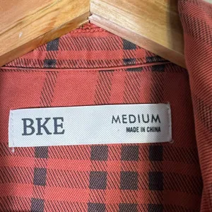 BKE Open Front Plaid Jacket Red Drawstring‎ Waist Grunge Streetwear Size M thumbnail 6