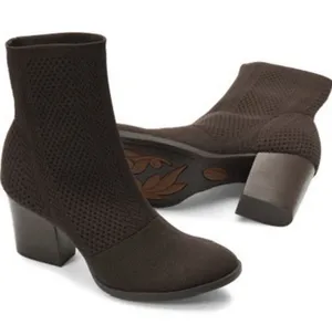 BORN Meggs Brown Sock Boots Pull- On Block Heel Booties Size 10 thumbnail 1