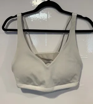 Aerie Offline Ribbed V-Neck Bralette in Cream thumbnail 1