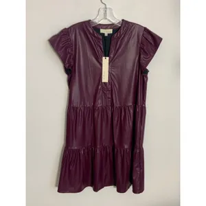 Pinch Deep Wine Faux Leather Dress NWT size‎ medium thumbnail 2
