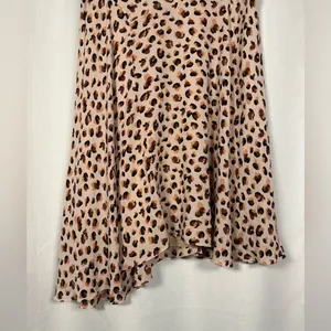 Theory Asymmetric Leopard Tan and Black Silk Midi Skirt Size 10 thumbnail 9