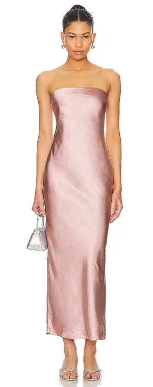 MORE TO COME | NWT Emma Strapless Maxi Dress‎ in Blush Satin XL thumbnail 1