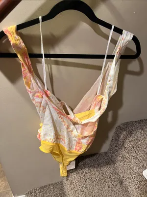 Free People White & Yellow Floral One-Piece Bodysuit thumbnail 3