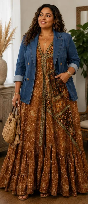 Indian Silk Halter Maxi Dress Brown thumbnail 1