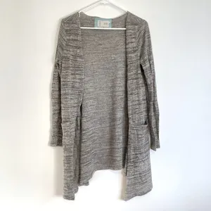 SATURDAY SUNDAY ANTHROPOLOGIE ANTHRO Eagan Cardigan Gray Open Sweater NO LINING thumbnail 4
