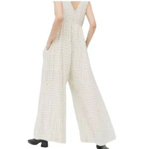 Urban Outfitters Breezy Plunging Wide Leg Sleeveless‎ Babydoll Jumpsuit Size XS thumbnail 2