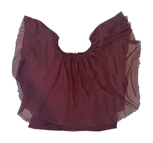 Est. 1946 Garnet Off-Shoulder Ruffle Detail Elastic Neckline Solid Blouse‎ XL thumbnail 1
