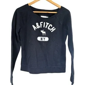 Abercrombie sweatshirt navy blue small classic pretty cotton poly blend thumbnail 1