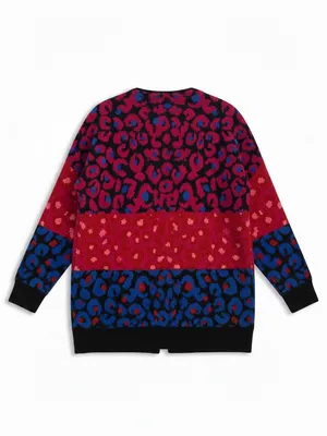 FARM Rio Mixed Leopard Cardigan Women‎ XS Multicolor Knit Open Front thumbnail 4
